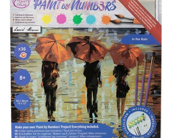 Kids In The Rain Art Paint By Numbers - Numeral Paint Kit