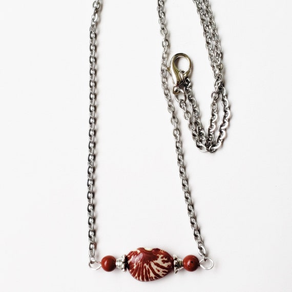 Rare Ping Zebra Lima Bean Necklace With 