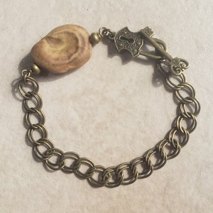 GG-147) Fingerprint Fava Bean Bracelet.