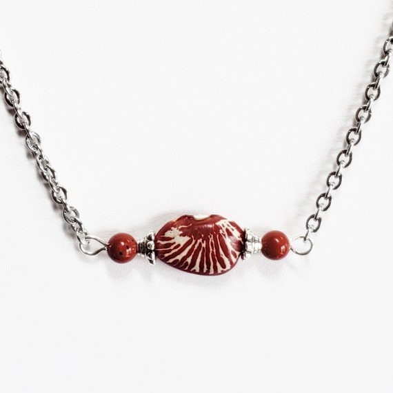 Rare Ping Zebra Lima Bean Necklace With 