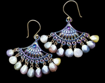 GG-154E Glass Gem Corn Dangle Earrings