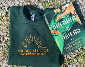 Sunset Studios Embroidered Crewneck Inspired by The 7 Husbands of Evelyn Hugo (Taylor Jenkins Reed) Romance Bestseller Booktok