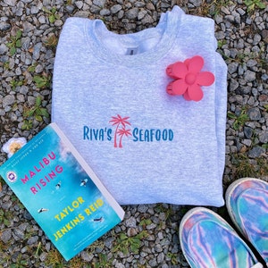 Riva&#39;s Seafood Embroidered Crewneck Inspired by Malibu Rising (Taylor Jenkins Reed) Romance Bestseller Booktok