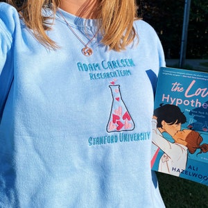 Carlsen Research Team Embroidered Crewneck Inspired by The Love Hypothesis (Ali Hazelwood) Romance Bestseller Booktok
