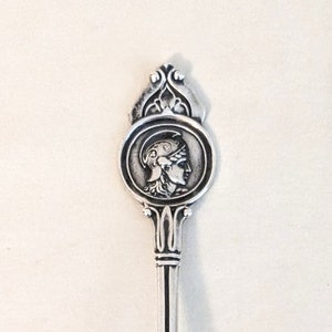 Antique Sterling Silver Medallion Serving Spoon: Roman Soldier, Schulz & Fischer, 1870