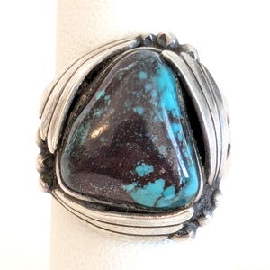 Sterlingzilveren turkooisring: Cerrillos Pueblo-mijn, maat 6,5