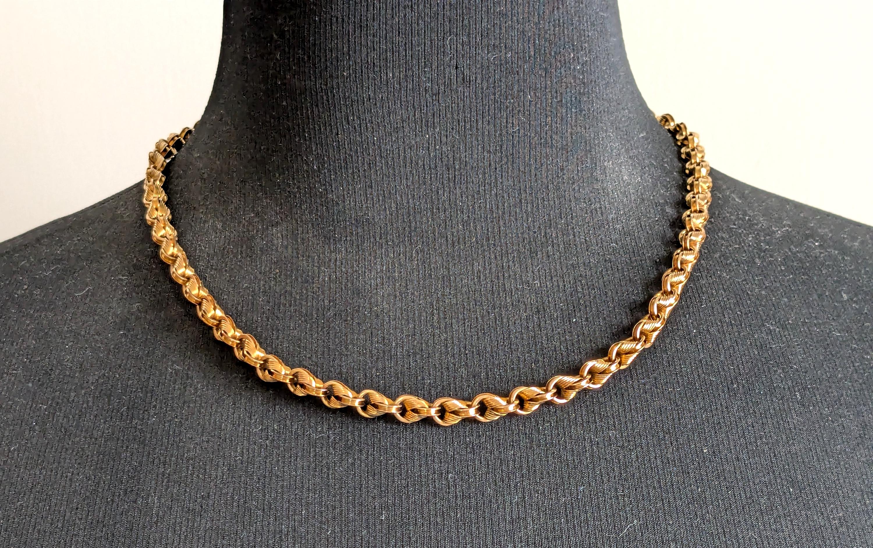 14Kゴールド19インチネックレスチェーン、珍しいデザイン、幅1/4インチ