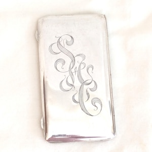 Waltrous Visitenkartenetui aus Sterlingsilber, innen vergoldet, maschinengeschmiedet, passend für Visitenkarten 9,5 x 3,5 cm, Monogramm SAC, 54 Gramm