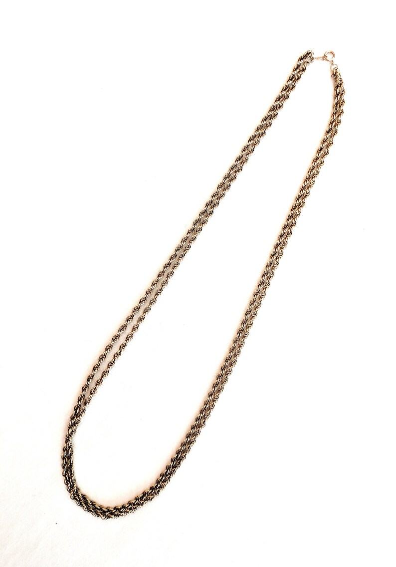 14k Gold 21 Inch Double Strand Rope Chain Necklace 1.5 Mm Etsy