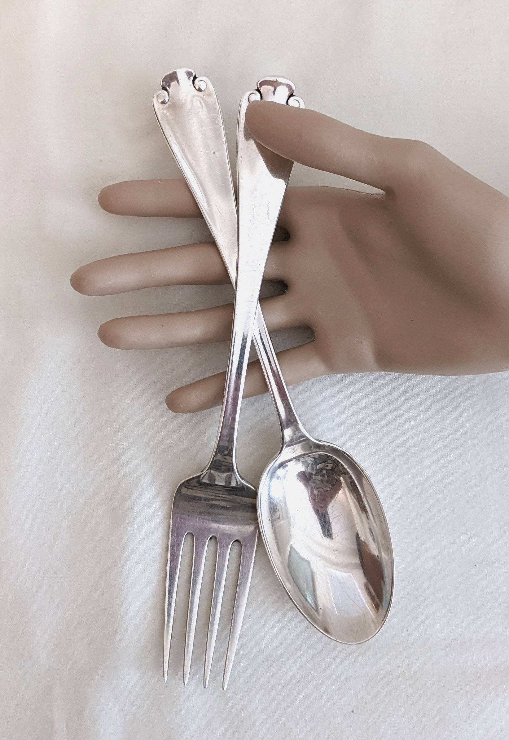 TIFFANY&Co. シルバー Spoon カトラリー ITALY製　銀製 Tiffany & Co Sterling Silver Serving Spoon and Fork, Flemish