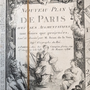 1786 „Nouveau Plan de Paris“ gestochen, gefaltete Landkarte und Original Etui von Brion de la Tour