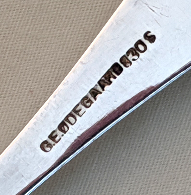 Odergaard Norwegian .830 silver pastry server; G.E monograms; 10 inches long