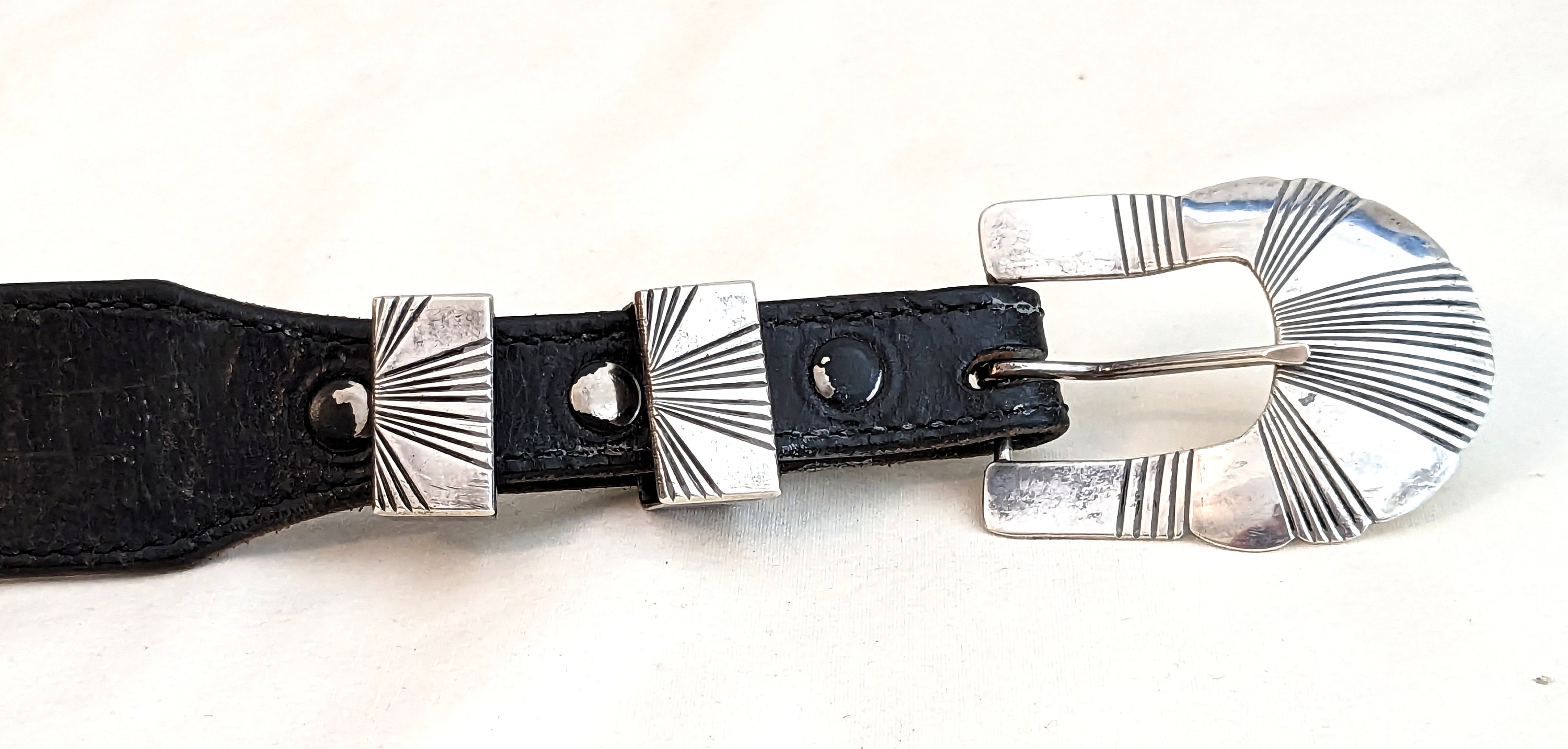 Anderson Parkett Navajo Sterling Silver Buckle Belt, Windmill