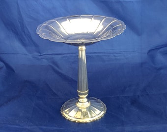 1928 Reed & Barton tall sterling silver compote; &#39;ES&#39; script monogram; 285 grams; 7 1/4 H inches