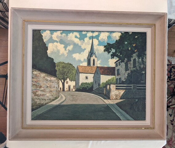 【正規品質保証】 エミール・フーゲントブラー「ベルギー、アルデンヌの教会 絵画