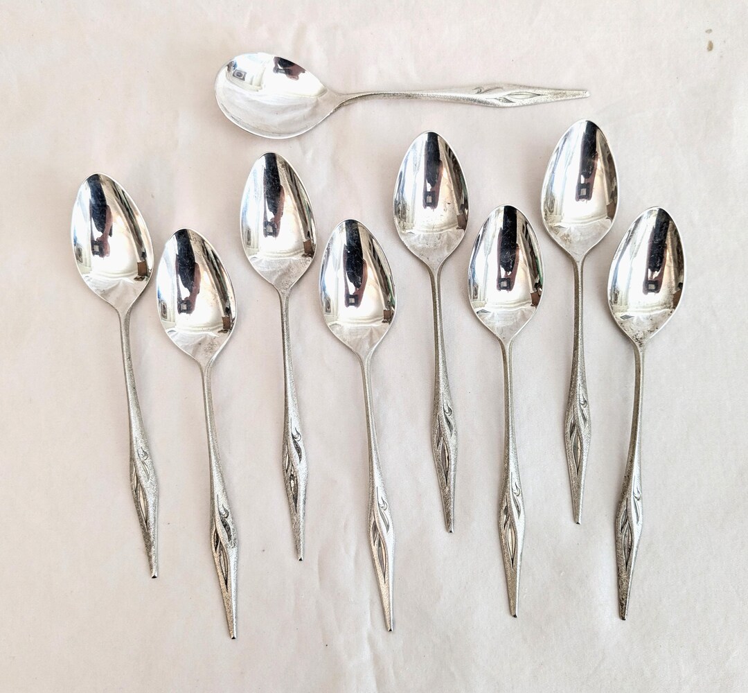 9 Wallace Sterling Dawn Mist Spoons, 8 Teaspoons, 1 Soup Spoon - Etsy