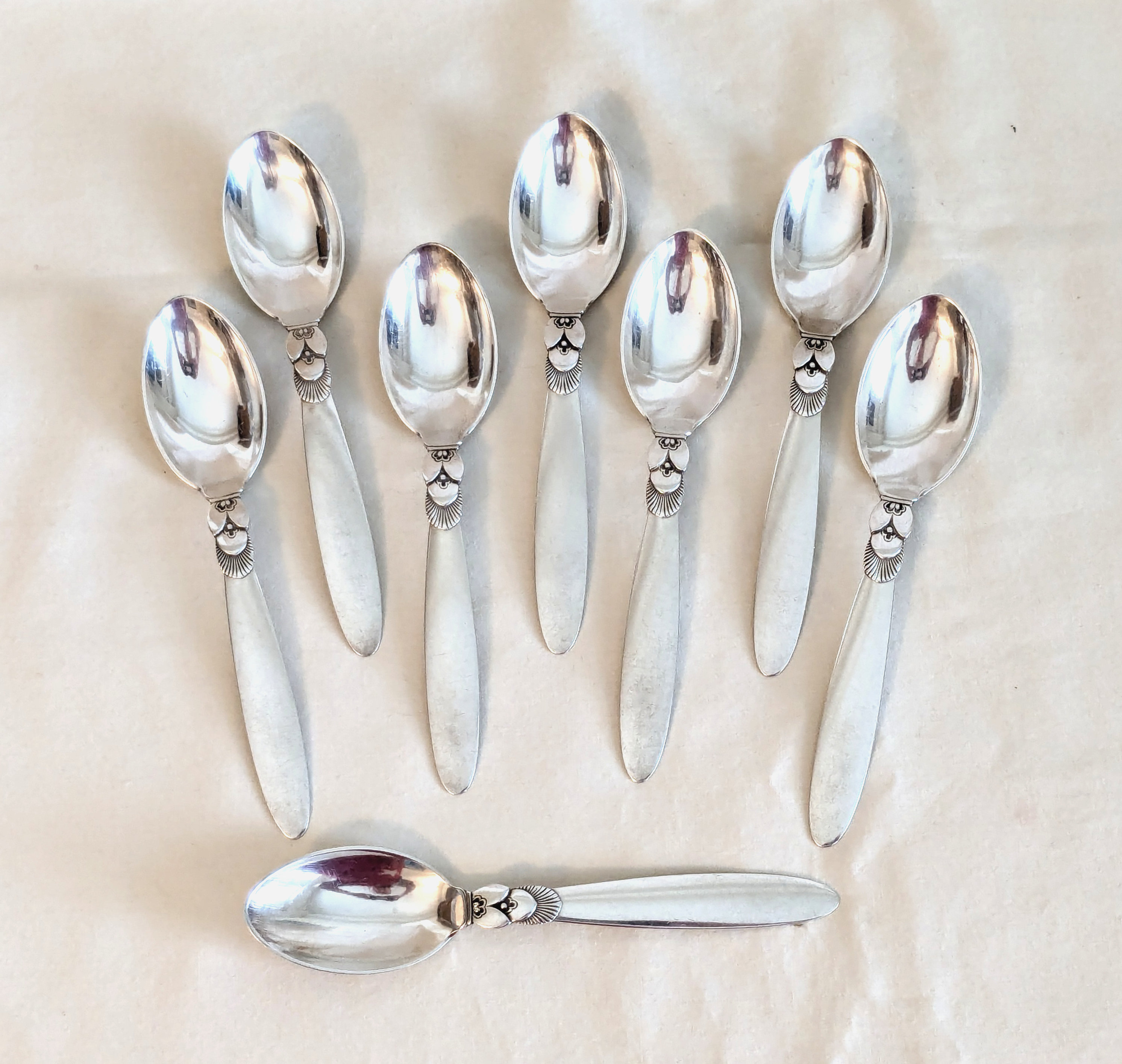 Georg Jensen Sterling Silver Teaspoons - Cactus Pattern, Set of 8 - Etsy