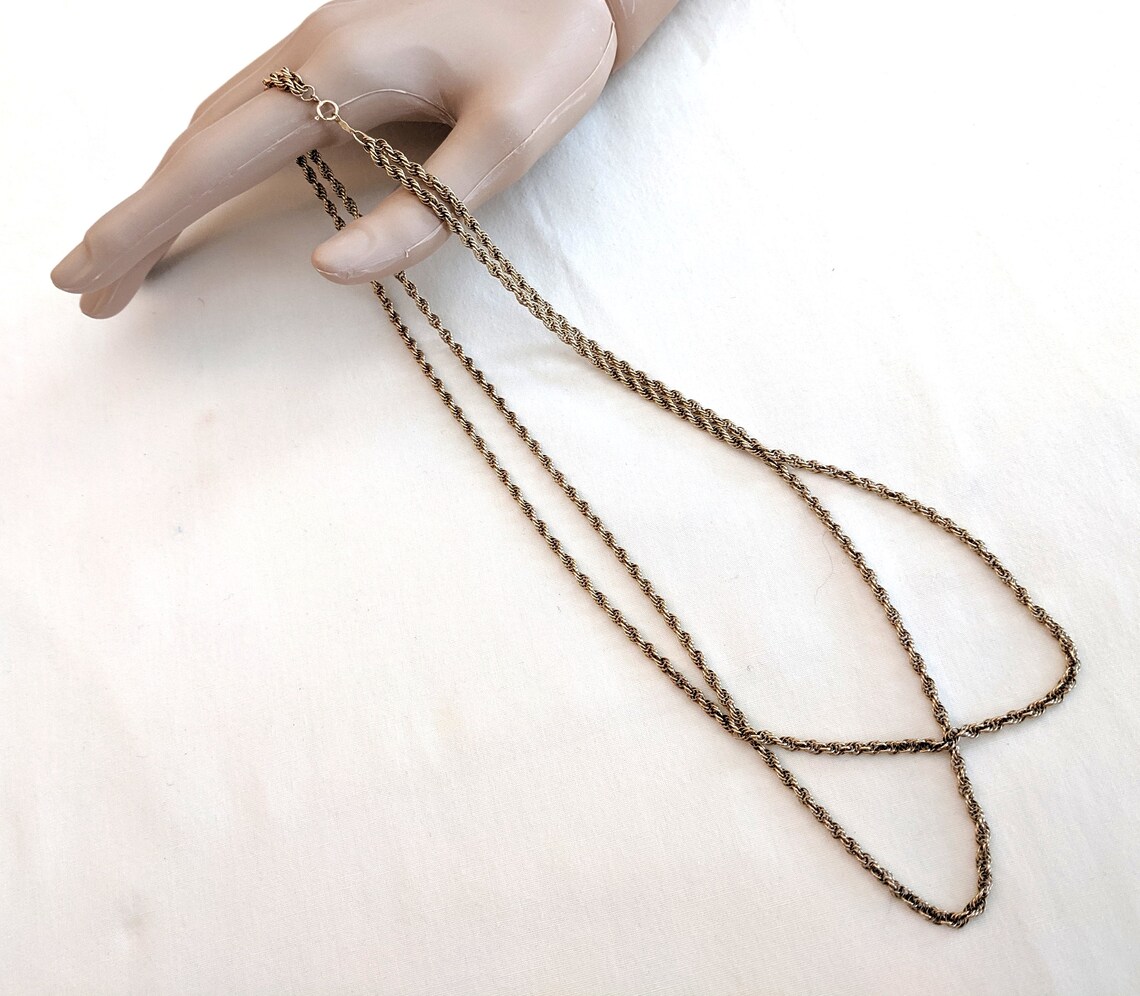 14k Gold 21 Inch Double Strand Rope Chain Necklace 1.5 Mm Etsy