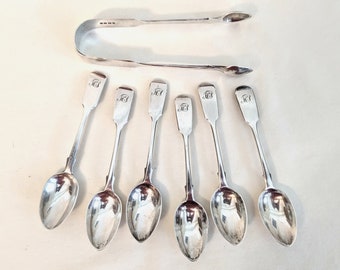 Victorian Sterling Silver Coffee Spoons Set: London 1876, Sugar Nips