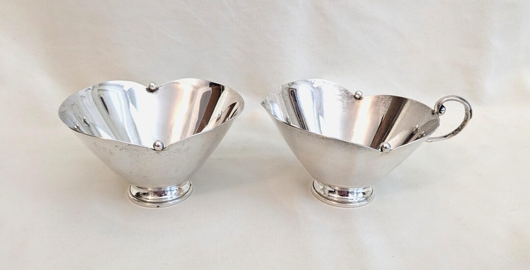 アールデコ スターリングシルバー クリーマー＆シュガーセット