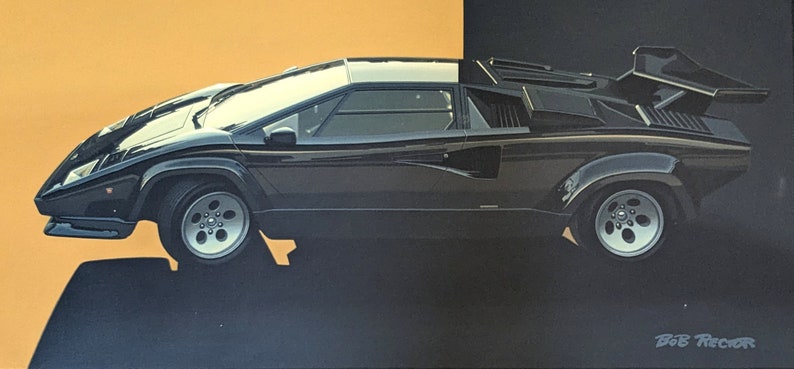 Bob Rector Art Lamborghini Countach Painting: Framed Acrylic Canvas Art by Bob Rector ...