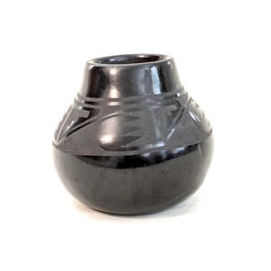 Clara Martinez San Ildefonso Pueblo Black-on-Black Pottery, Signed 1975