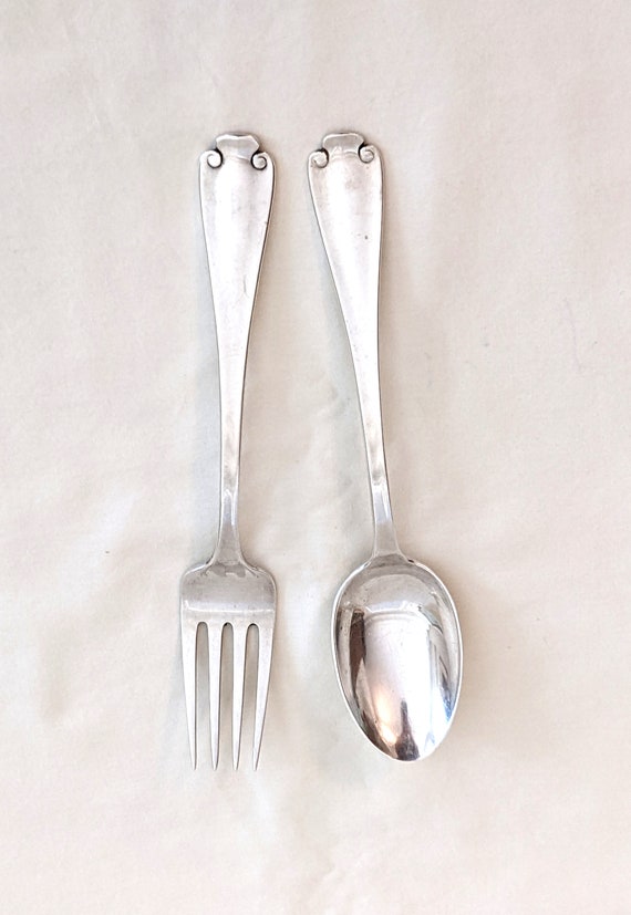 Tiffany & Co Sterling Silver Serving Spoon and Fork, Flemish