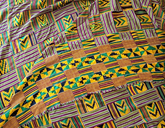 Large Ashanti Ghana African Kente Cloth 140 X 82 Inches 