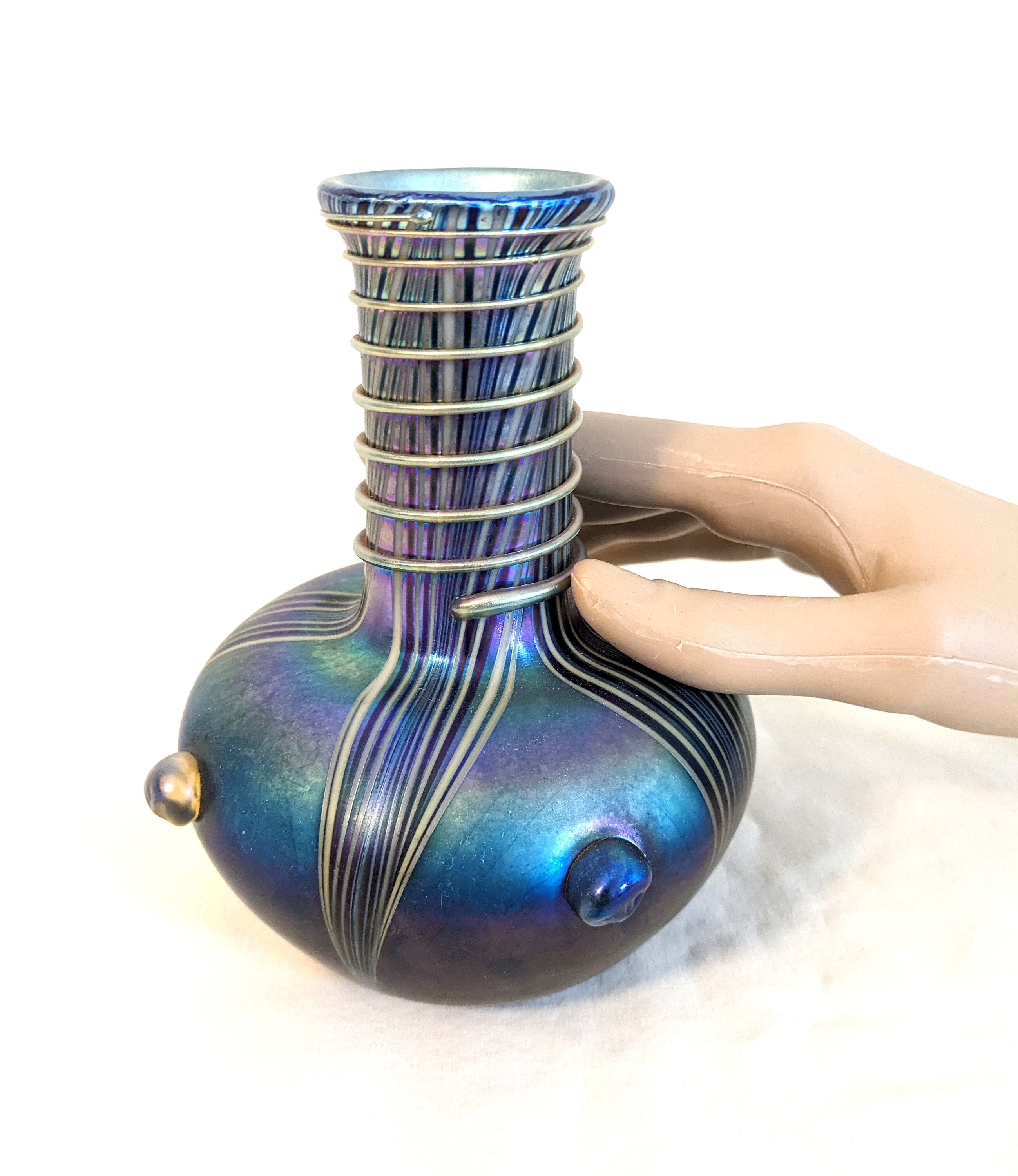 【carda】Acrylic Stripe Retro Hologram Object Vase L Vintage Art Glass Mid-Century Modern 11