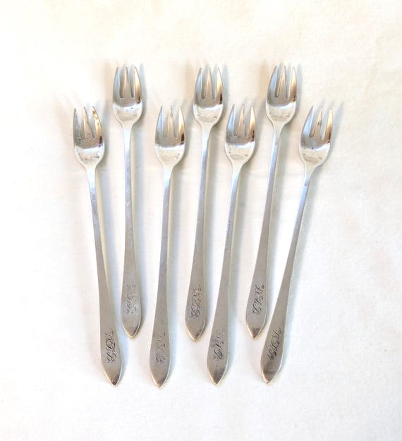 Set of 7 Tiffany & Co Sterling Silver Cocktail Forks, Faneuil