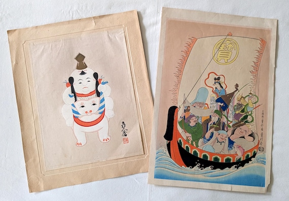 絵画・額縁・版画・中川 学・新品未使用・宝船・七福神・美術品・インテリア・雑貨 七福神 宝船 浮世絵 葛飾北斎 宝船の七福神 A3サイズ アート ポスター