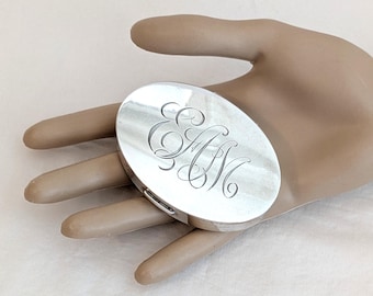 Mary Dunhill Sterling Powder Compact: Mirror, Screen, Elizabeth Arden Puff, Monogram