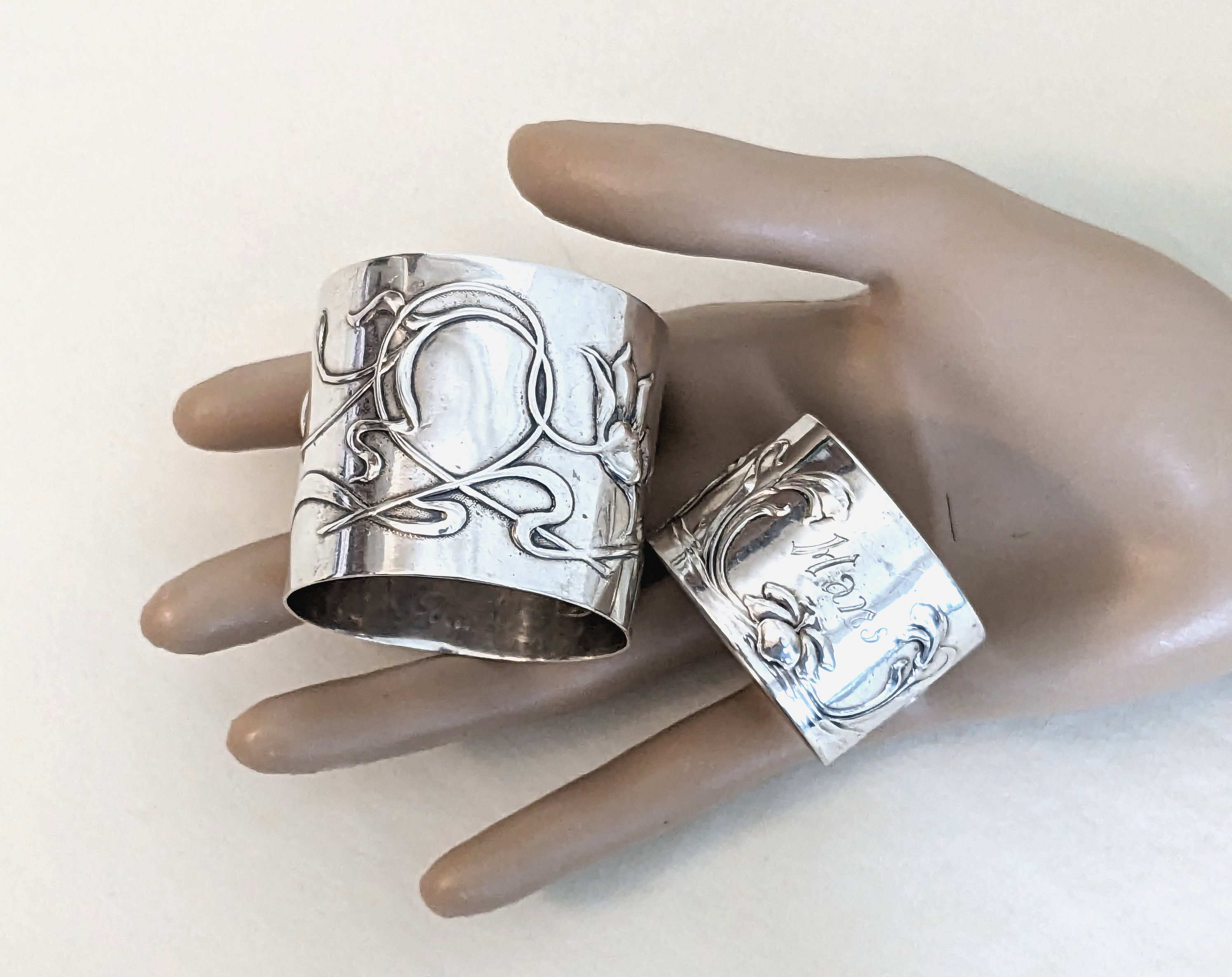 アールヌーボー 0.800 シルバー ナプキンリング 2個 - ドイツ