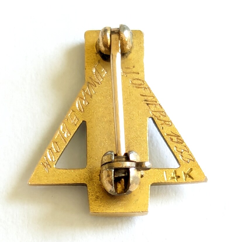 Nsb Triangular Pin University of Nebraska 14k Gold, Pi Mu Epsilon Fraternity Pin, 1933 ...