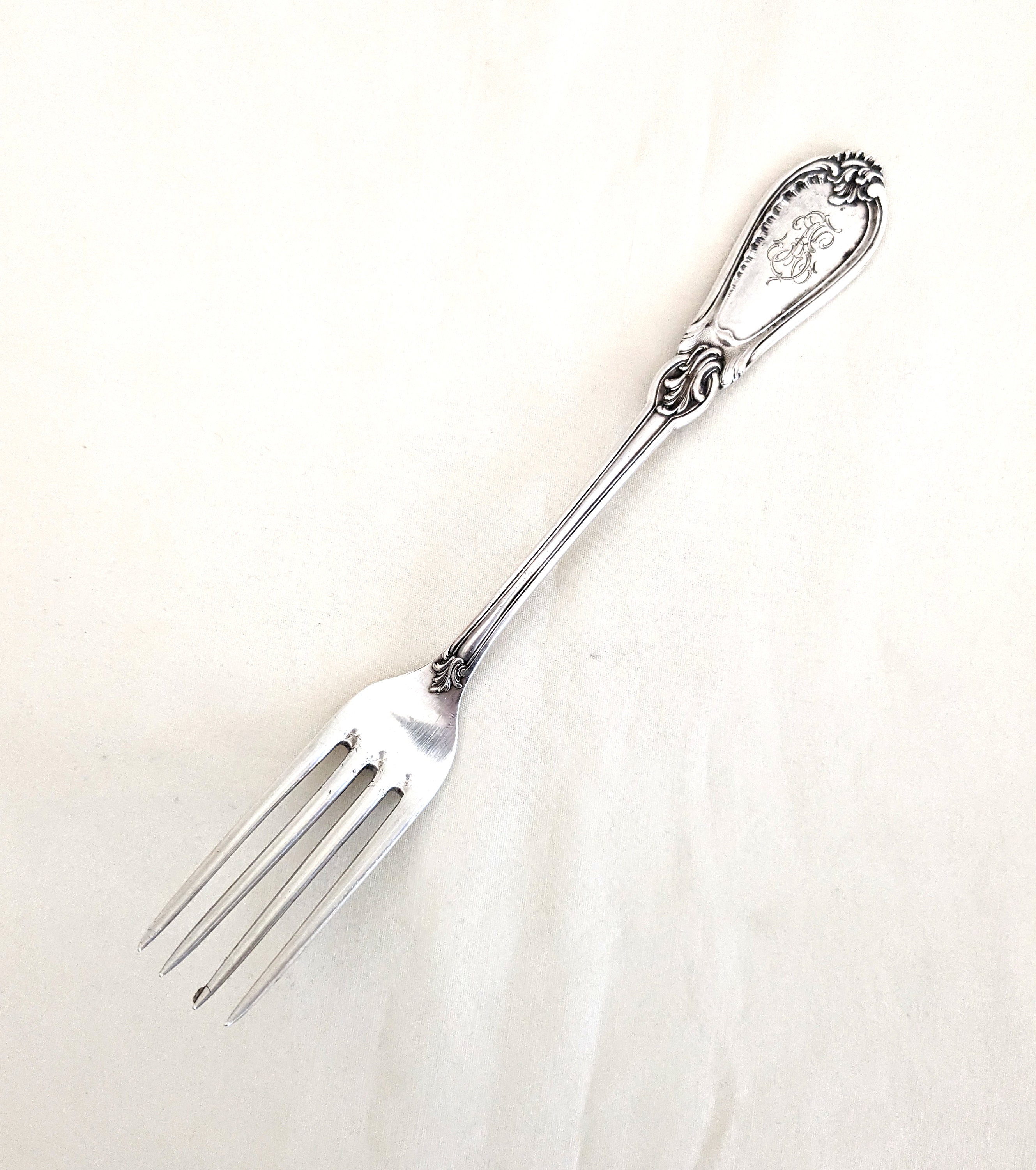 Russian .84 Zolotnik (.875 Purity) Silver Dinner Fork, Fancy