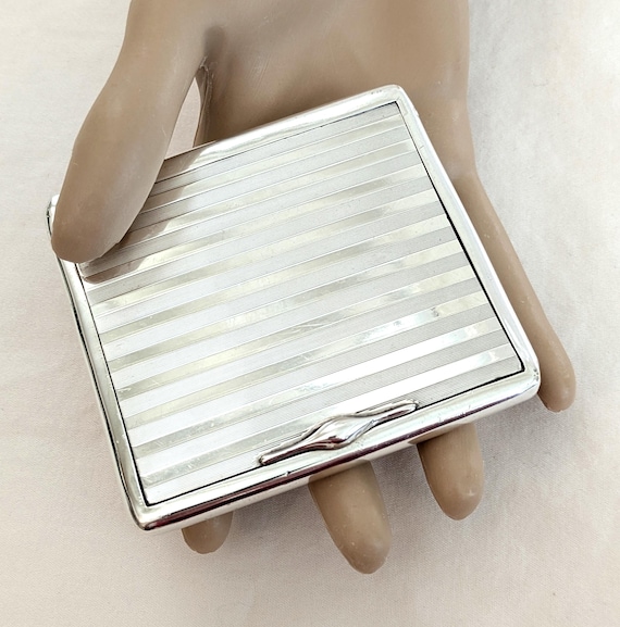 German .900 Silver Cigarette Case:  Engine Turned… - image 1