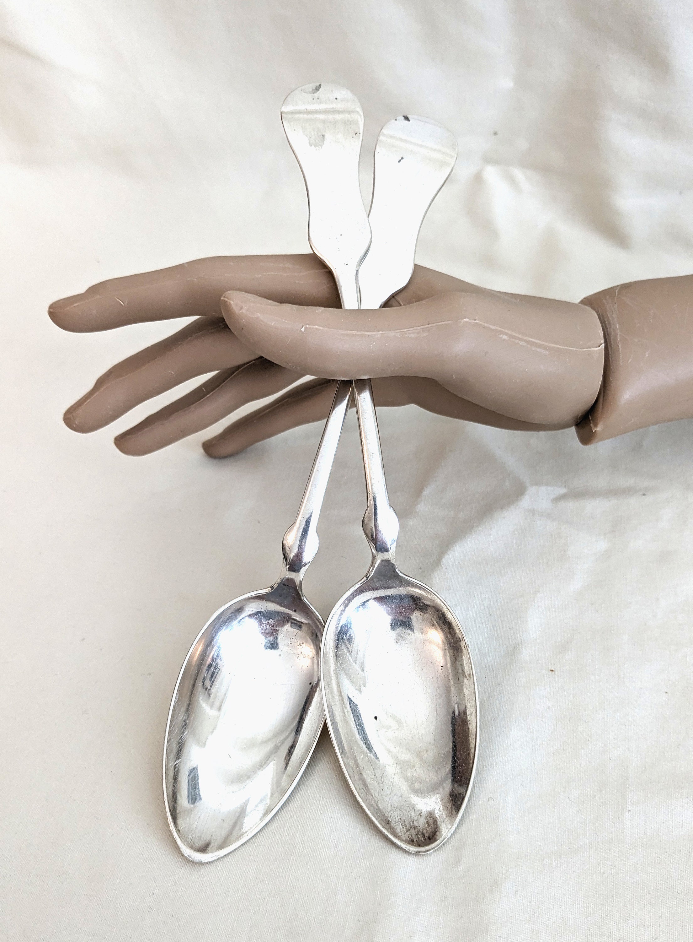 Austria-hungarian .800 Silver Antique Fiddleback Spoons, Clover