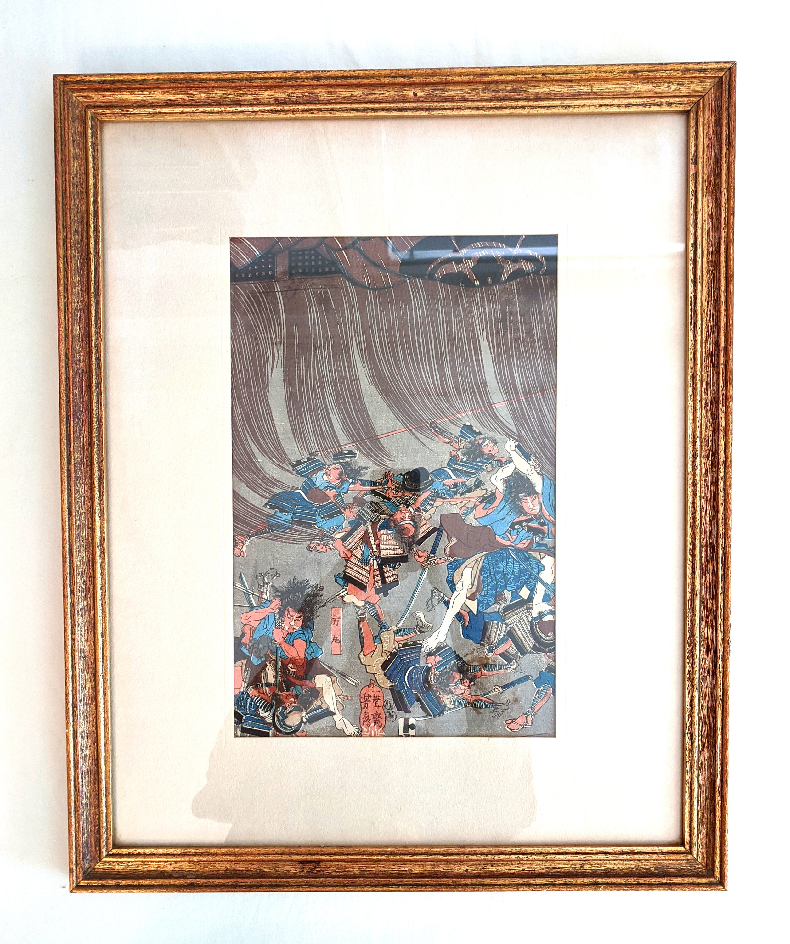 Two Framed Japanese Woodblock Prints of a Samurai Battle - Etsy