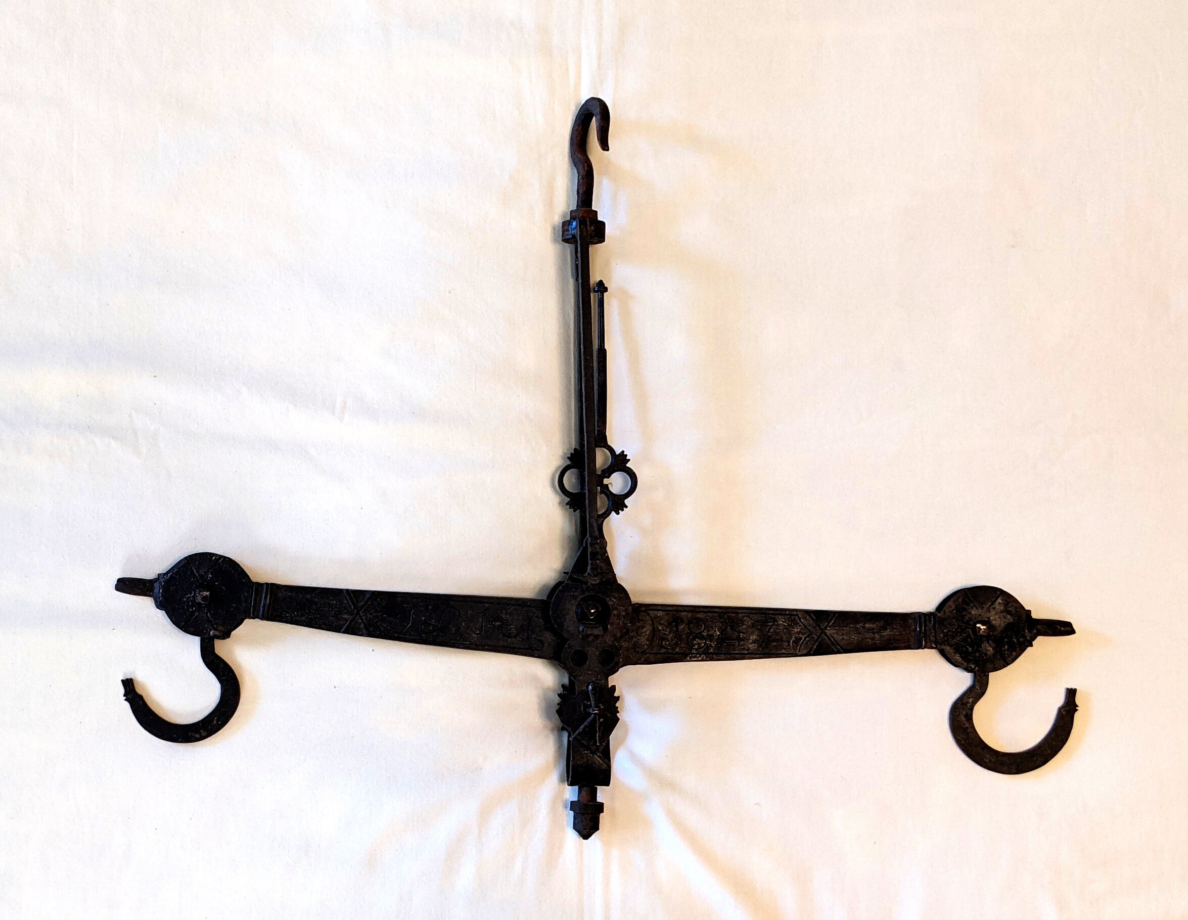 1847 wrought iron hanging balance scale inscribed with Etsy