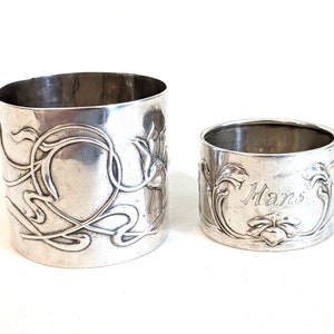 Servilleteros de plata Art Nouveau .800 - Wilhelm Binder, con monograma
