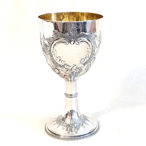 1782 Sterling Silver Goblet: Hand Wrought, Gilt Interior, London