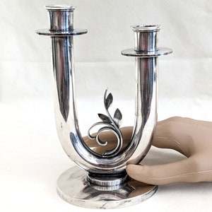Dänischer Zwei-Wand-Kerzenhalter aus Silber, 16,8 cm H