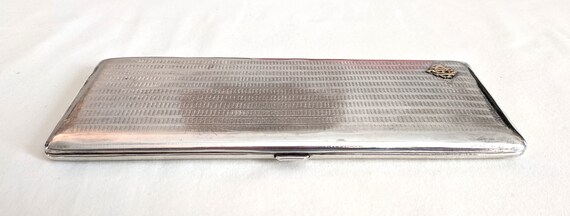 Elongated engine turned silver cigarette case, 10… - image 5