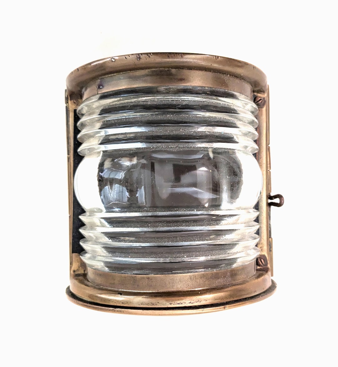 Brass and Shaped Glass Nautical Wall Lamp, Stripped Wiring; 5 3/8 H X 5 ...