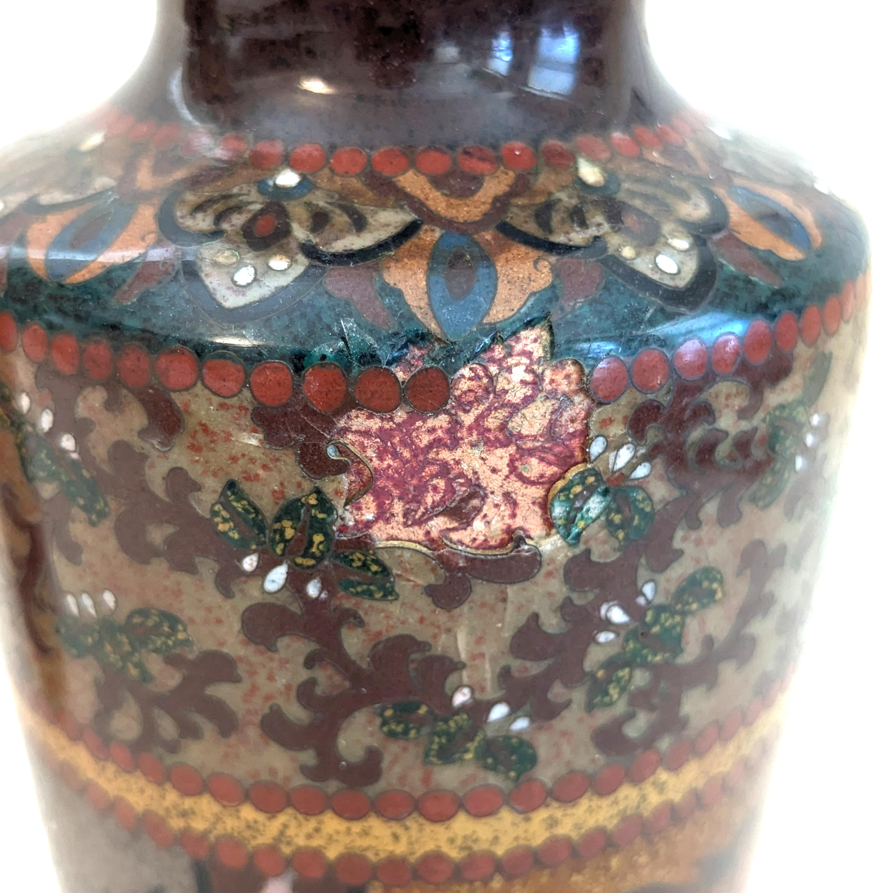 大正時代七宝花瓶：龍鳳凰金石絵（7 3/8インチ） - Etsy 日本
