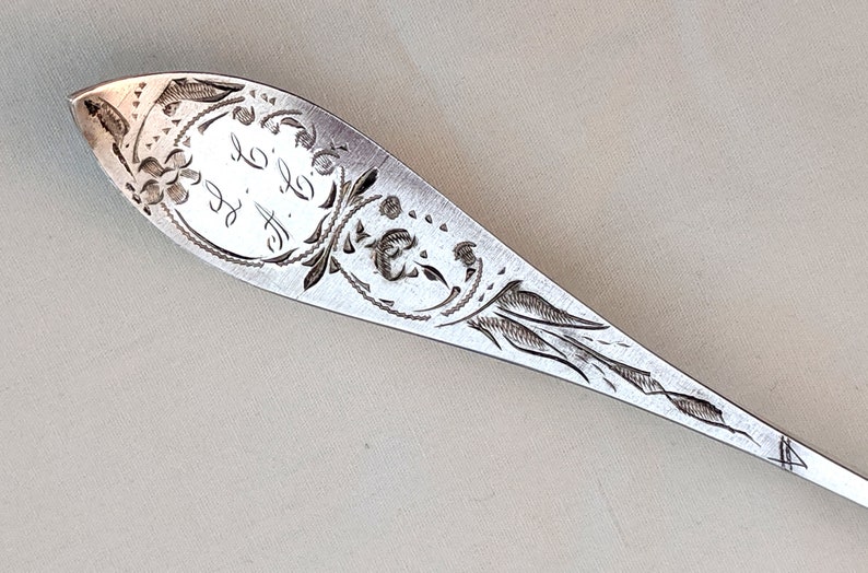 Odergaard Norwegian .830 silver pastry server; G.E monograms; 10 inches long