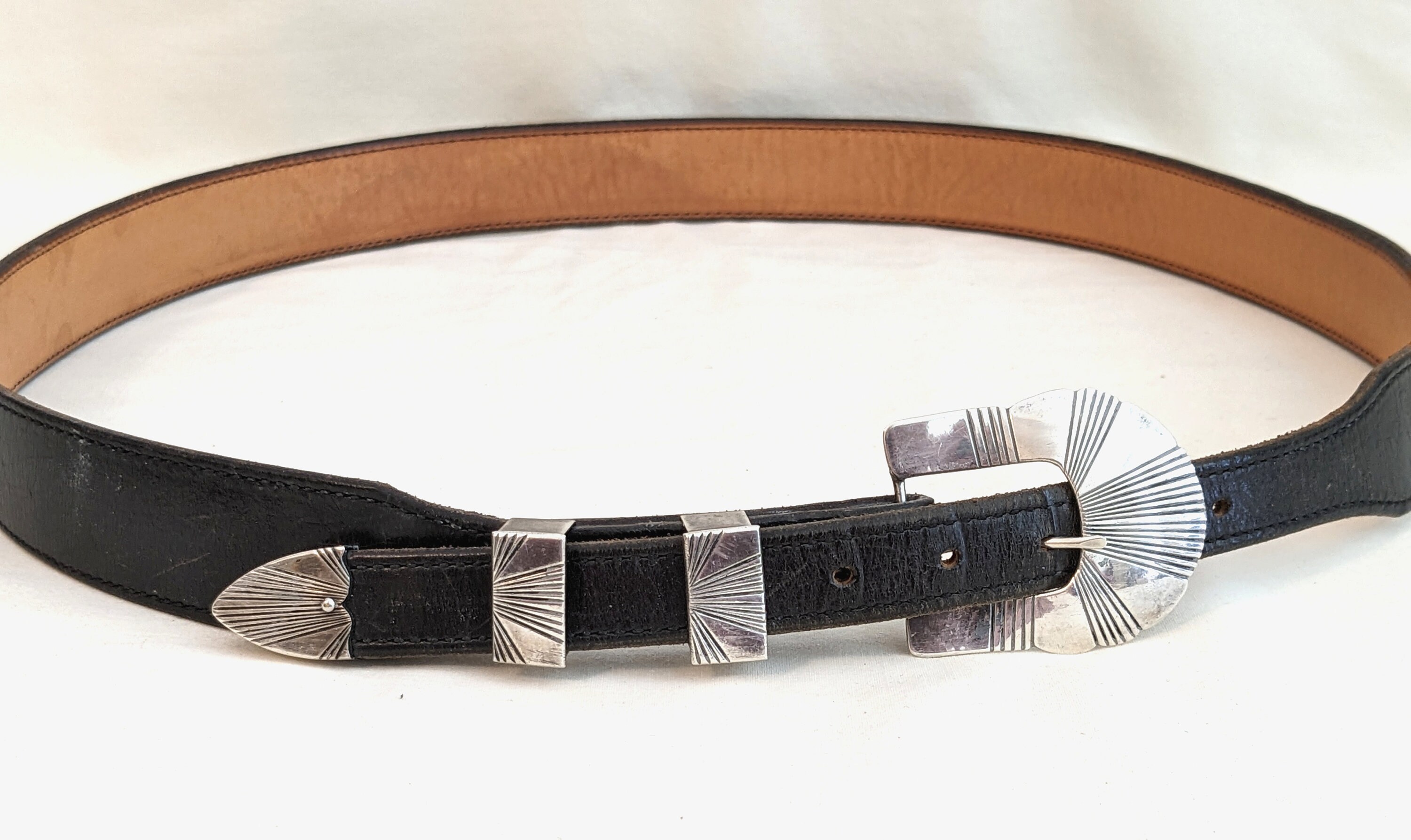 ANSON STERLING SILVER ベルトバックル 1960〜70年代 Anderson Parkett Navajo Sterling Silver Buckle Belt, Windmill