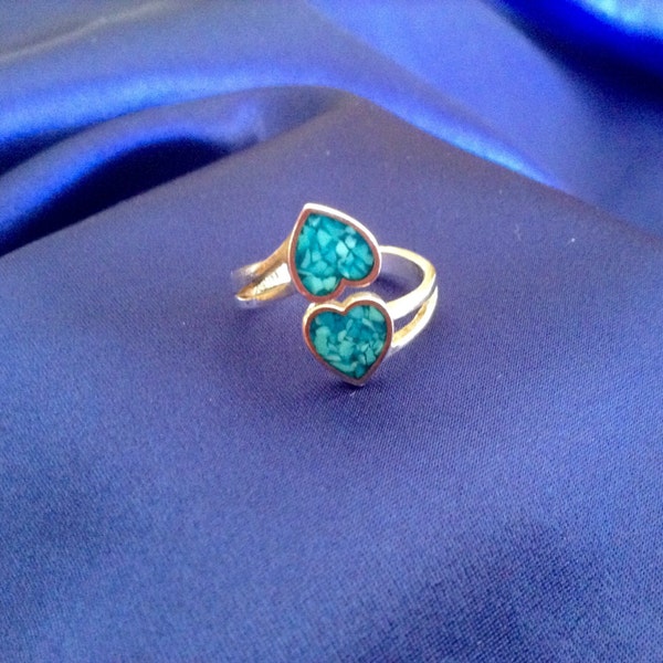 925 adjustable turquoise ring size 5