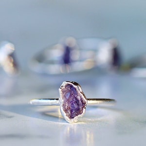 Raw amethyst silver ring discount