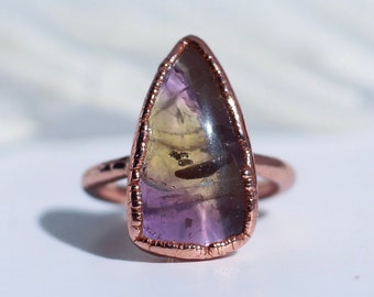 Ametrine Crystal Ring, Ametrine Stone Ring, Real Ametrine Ring, Ametrine Crystal Teardrop Ring, Polished Ametrine Ring